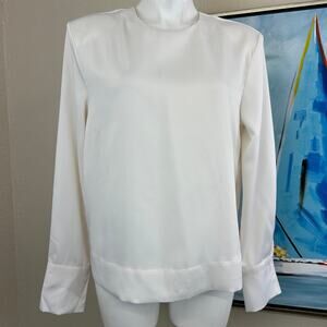 H&M Blouse Off white Round neckline Long sleeves French cuffs size small NWT